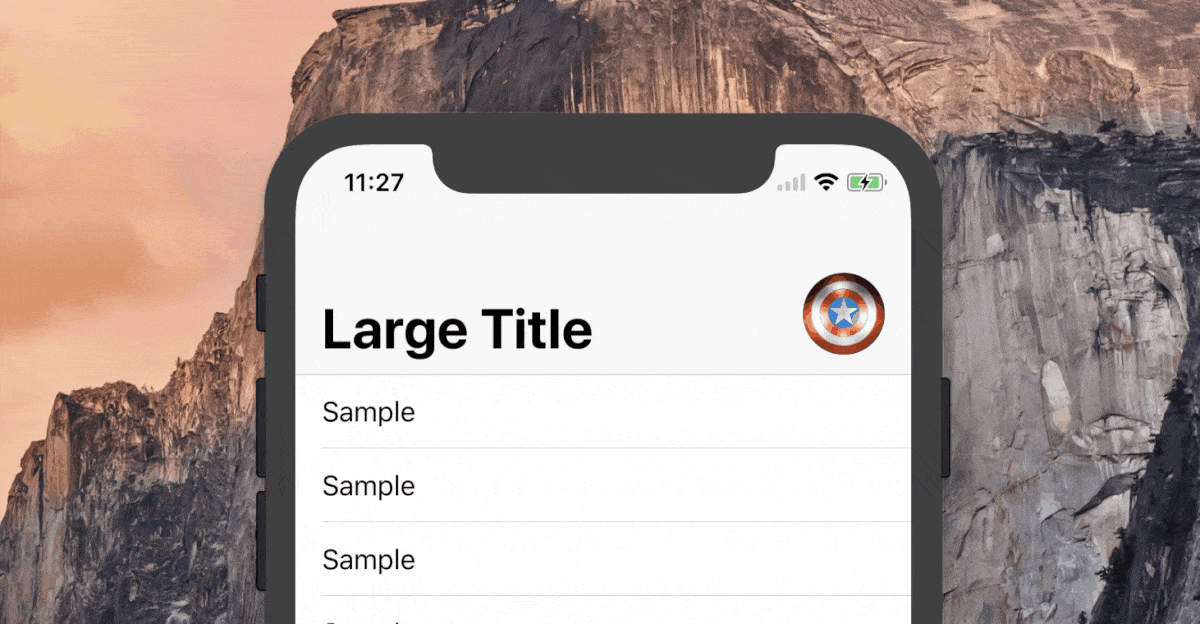 Как сделать масштабированное изображение в Navigation Bar с большим Title