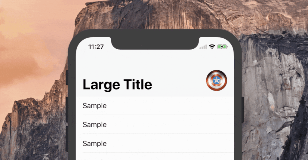 Как сделать масштабированное изображение в Navigation Bar с большим Title